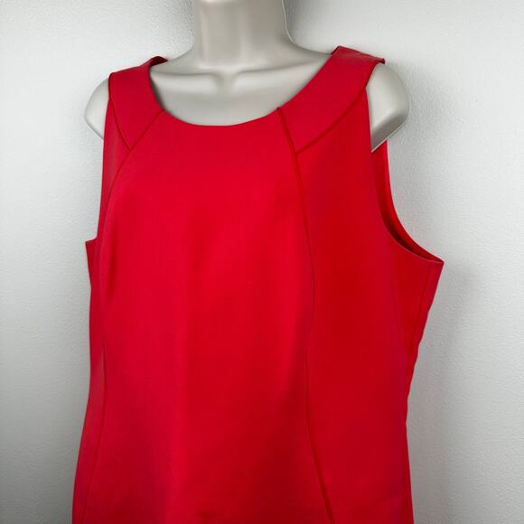 Lafayette 148 New York Dress Sheath Sleeveless Lined Orange Size 14 Career Event - Picture 3 of 11